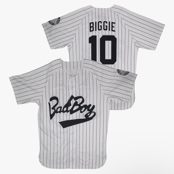 Other - Biggie Smalls/Bad Boy Ent. Striped Baseball Jersey - Black and White - Size XL
